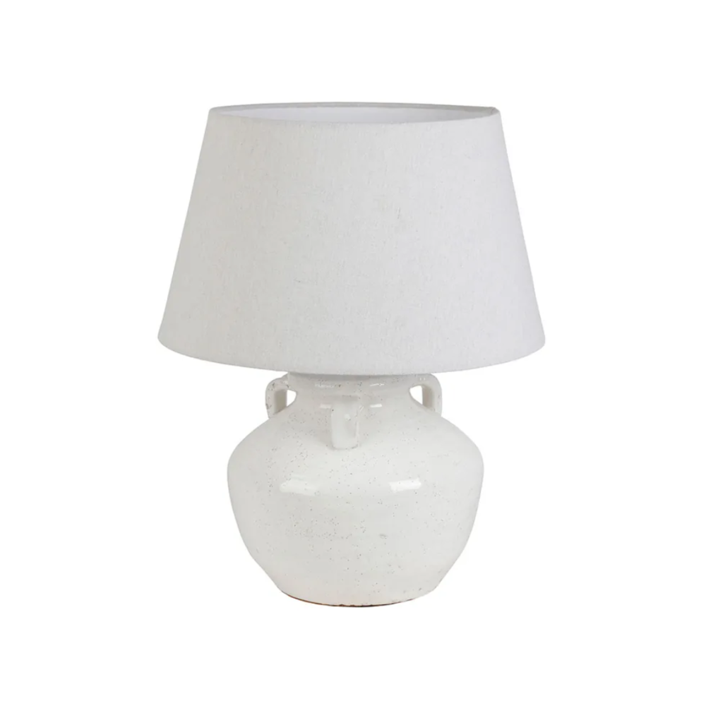 LAMPE TAHRA BLC+LIN TERRE CUITE D38XH47 | DECO
