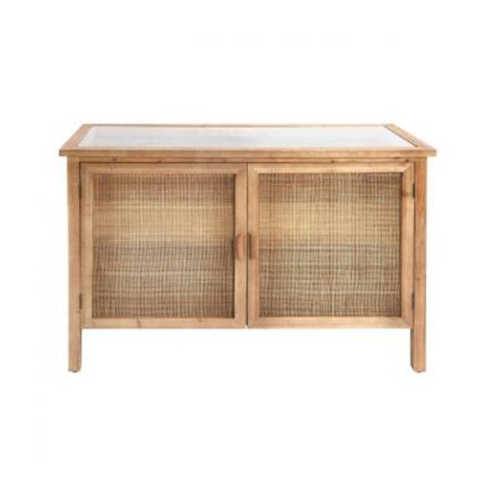 Buffet bas 2 portes Firmin naturel en bois et rotin - Comptoir de Famille