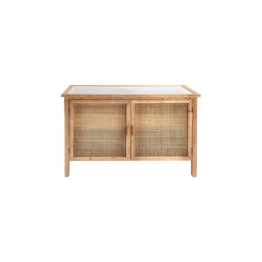 Buffet bas 2 portes Firmin naturel en bois et rotin - Comptoir de Famille