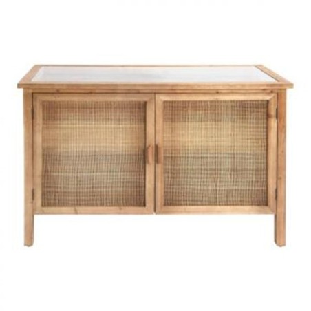 Buffet bas 2 portes Firmin naturel en bois et rotin - Comptoir de Famille