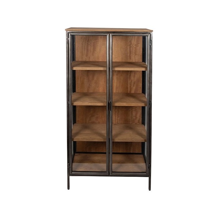 Cabinet 2 portes Tucson en bois de manguier naturel et métal noir 81x40xH180 cm – Côté Table