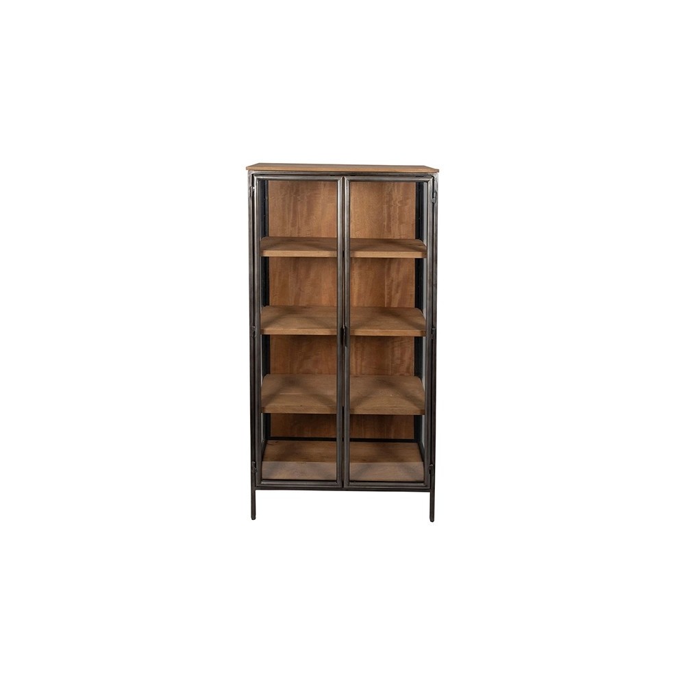 Cabinet 2 portes Tucson en bois de manguier naturel et métal noir 81x40xH180 cm – Côté Table