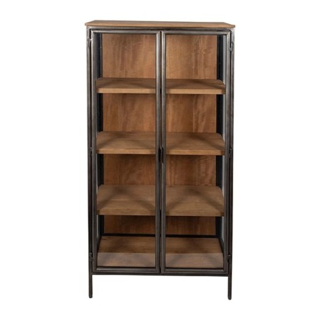 Cabinet 2 portes Tucson en bois de manguier naturel et métal noir 81x40xH180 cm – Côté Table