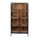 Cabinet 2 portes Tucson en bois de manguier naturel et métal noir 81x40xH180 cm – Côté Table