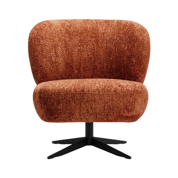 Fauteuil Paco terracotta avec piètement pivotant noir – Confortluxe