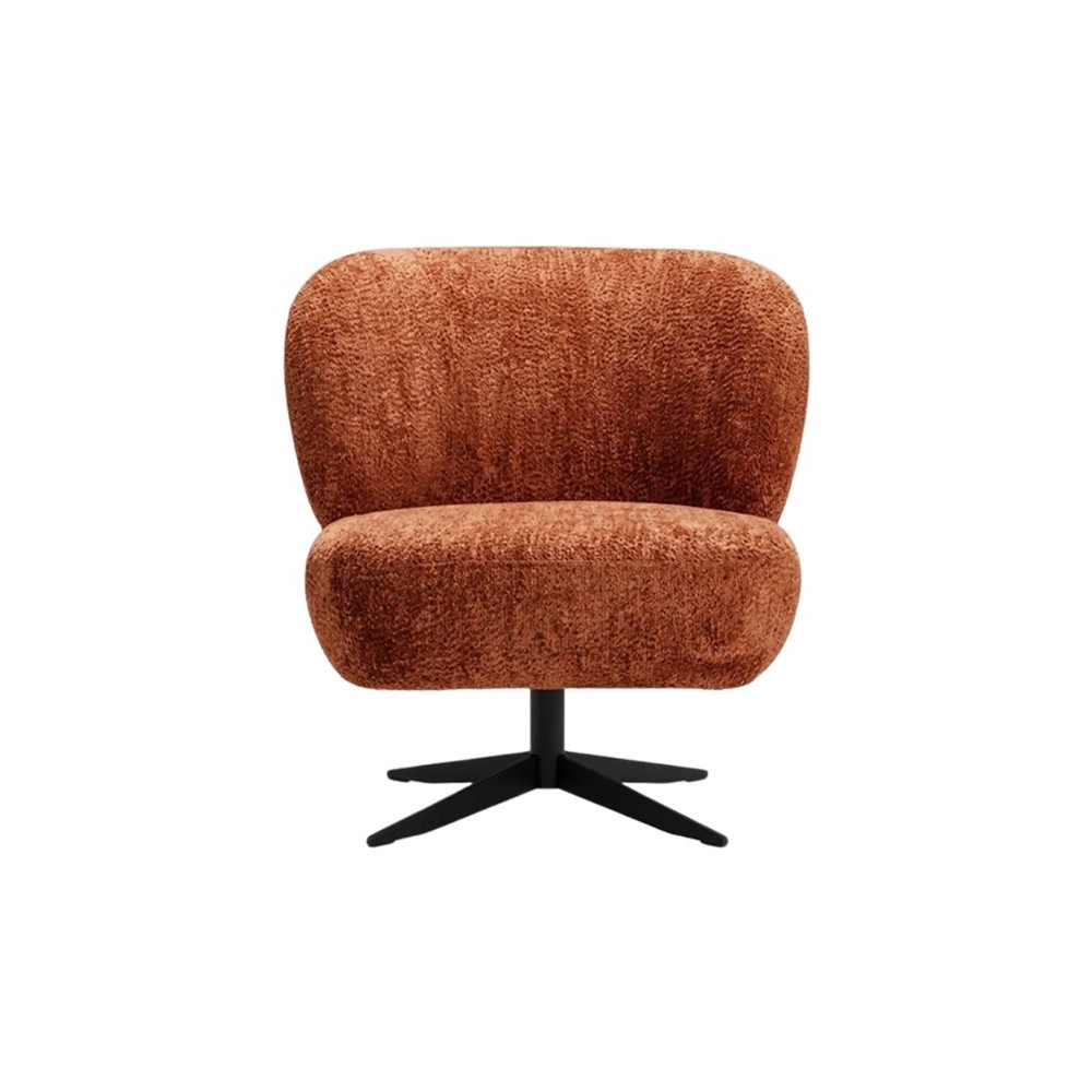 Fauteuil Paco terracotta avec piètement pivotant noir – Confortluxe