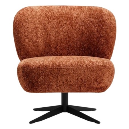 Fauteuil Paco terracotta avec piètement pivotant noir – Confortluxe