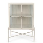 Cabinet 2 niveaux Lery ivoire en métal et verre texturé 50x32xH90 cm – Côté Table