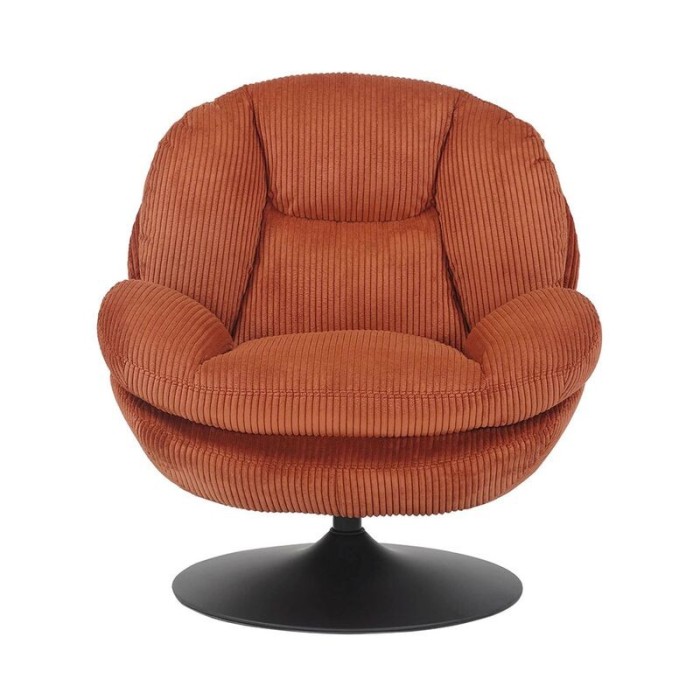 FAUTEUIL PIVOTANT TOPI VELOURS COTELE TERRACOTTA | CANAPE-F…