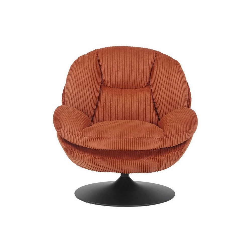 FAUTEUIL PIVOTANT TOPI VELOURS COTELE TERRACOTTA | CANAPE-F…