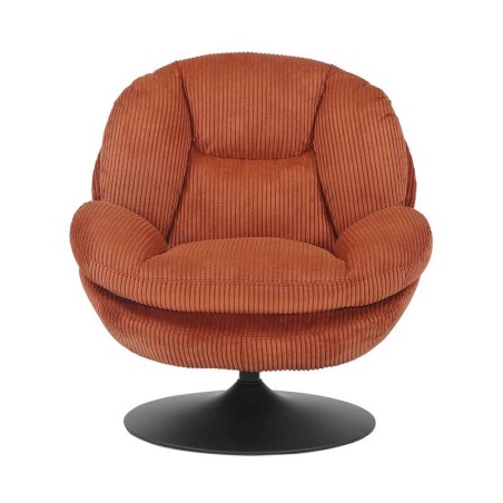 FAUTEUIL PIVOTANT TOPI VELOURS COTELE TERRACOTTA | CANAPE-F…