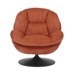 FAUTEUIL PIVOTANT TOPI VELOURS COTELE TERRACOTTA | CANAPE-F…